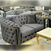 Toronto Chesterfield Sofa 3+2 Black & Gold - Envogue Furniture