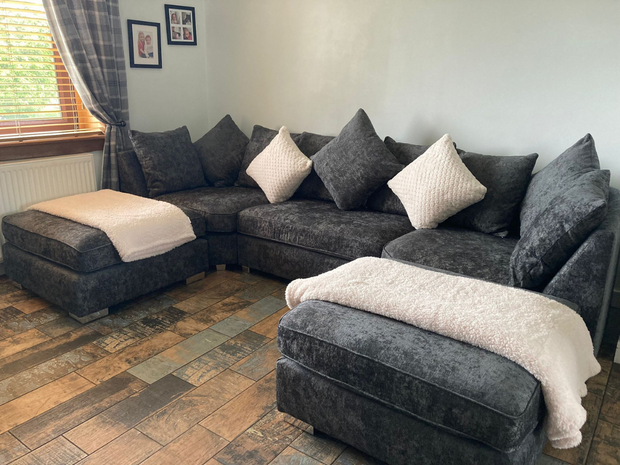 London U Shape Charcoal Grey Corner Scatter Back Sofa