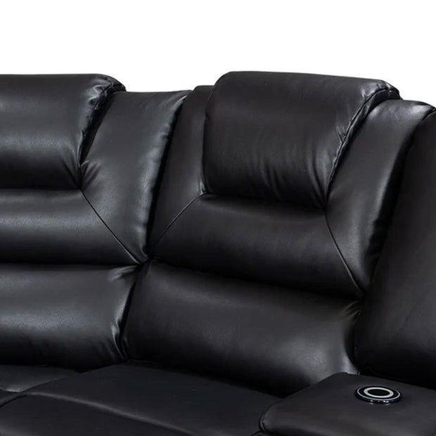 Electric Recliner Corner Sofa - Oxford Leather with Cupholders, USB Charging & Ambient LED Lighting