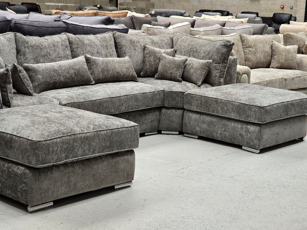 Belgravia U-Shape Sofa - Platinum Alaska Fabric 