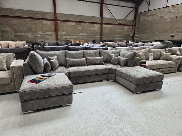 Belgravia U-Shape Sofa - Platinum Alaska Fabric 