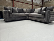 Royal Mayfair Chesterfield Corner Sofa (Asphalt Plush Velvet) 