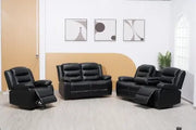Roma Recliner Black Bonded Leather 3+2+1 Seater sofa set - 3 Seater Suite For Living Room - two Seaters Couches & Settee (3+2+1 Seater)|B0C3ZXR1JM
