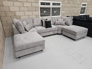 Belgravia U-Shape Style Sofa -  Steel Boucle Fabric 