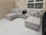 Belgravia U-Shape Style Sofa -  Steel Boucle Fabric 