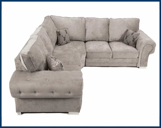Verona Mink Corner Sofa – 5 Seater Full Back or Scatter Back L-Shaped Suite 