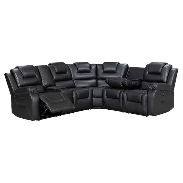Electric Recliner Corner Sofa - Oxford Leather with Cupholders, USB Charging & Ambient LED Lighting