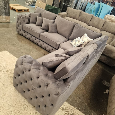 2C2 | Ashton Chesterfield Sofa | Grey Plush Velvet 