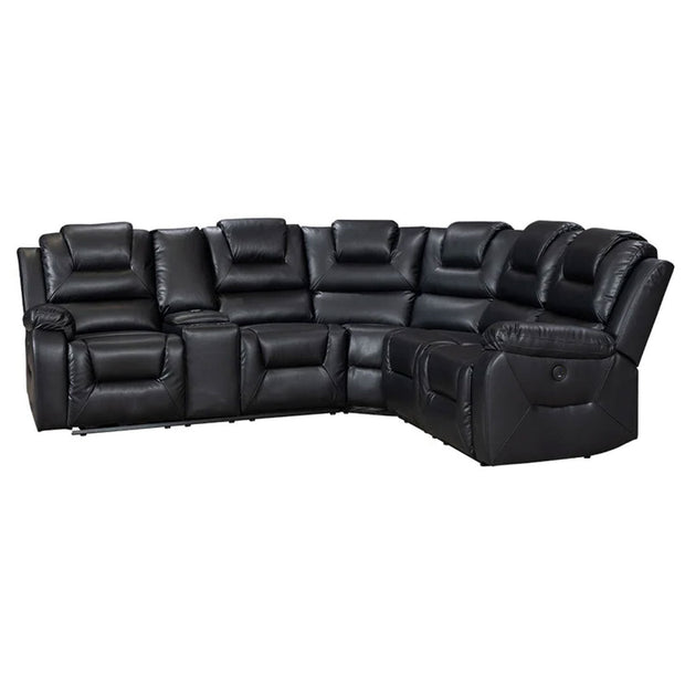 Electric Recliner Corner Sofa - Oxford Leather with Cupholders, USB Charging & Ambient LED Lighting