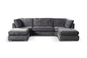 Bishop U Shape Sofa Luxe Chenille Platinum Grey - Oak Sofa Land