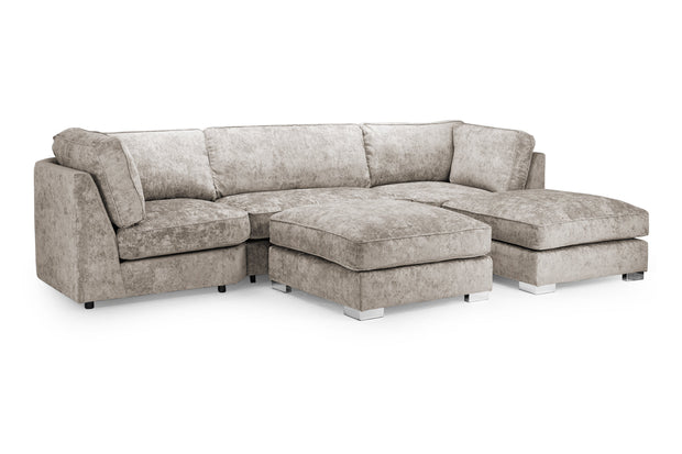 Bishop U-Shape Sofa – Luxury Family Corner Sofa in Truffle & Platinum Chenille 