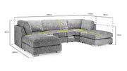 Bishop U-Shape Sofa – Luxury Family Corner Sofa in Truffle & Platinum Chenille 
