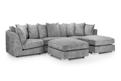 Bishop U-Shape Sofa – Luxury Family Corner Sofa in Truffle & Platinum Chenille 