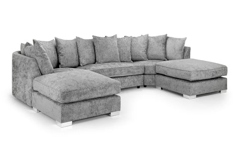 Bishop U-Shape Sofa – Luxury Family Corner Sofa in Truffle & Platinum Chenille 
