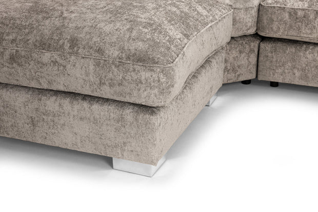 Bishop U-Shape Sofa – Luxury Family Corner Sofa in Truffle & Platinum Chenille 