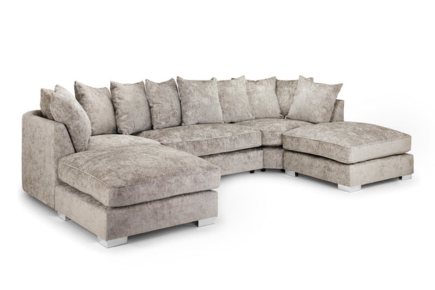 Bishop U-Shape Sofa – Luxury Family Corner Sofa in Truffle & Platinum Chenille 