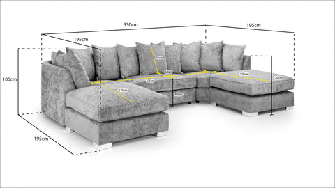 Bishop U-Shape Sofa – Luxury Family Corner Sofa in Truffle & Platinum Chenille 