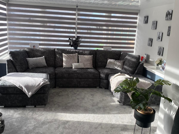 Brixton U shape Corner Sofa Chenille Charcoal Grey