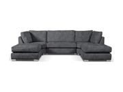 Brixton U shape Corner Sofa Chenille Charcoal Grey