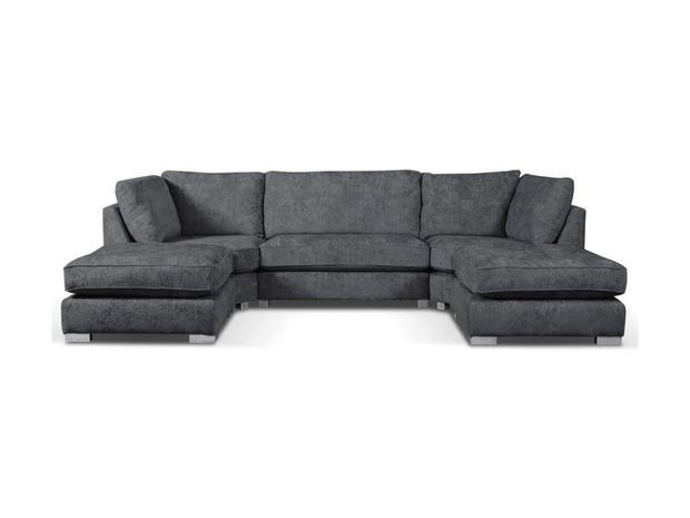 Brixton U shape Corner Sofa Chenille Charcoal Grey