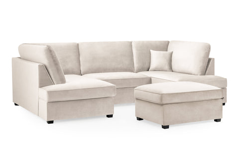 Carnaby U-Shape Sofa – Modern Family Corner Sofa with Footstool | Custom Fabrics & Colours 