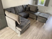 Carnaby Small U Shape Sofa with Footstool [ grey plush ] 