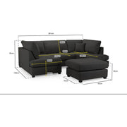 Cannes U shape corner cinema sofa Grey Boucle fabric 
