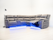 Hannan electric recliner corner sofa grey micro fabric 