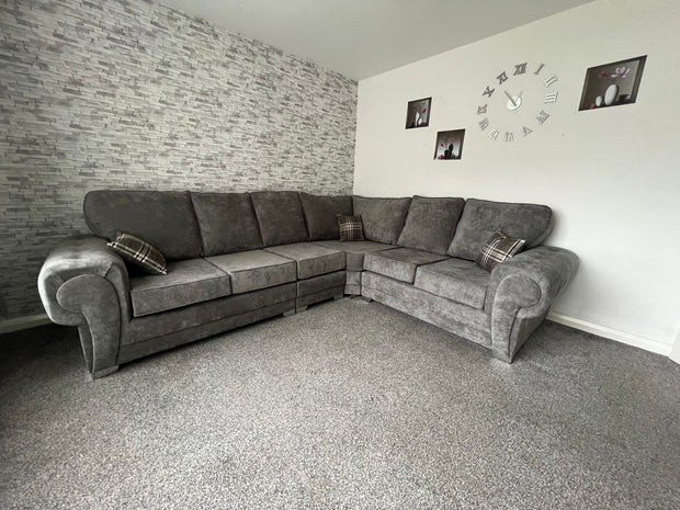6 Seater Verona Full Back Corner Sofa Grey, Black, Mink 