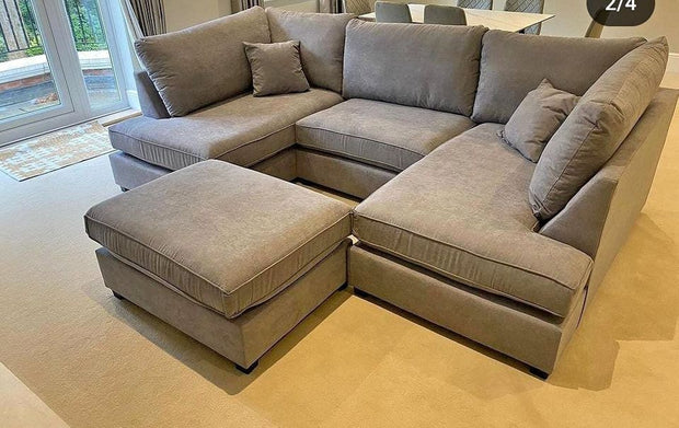 Carnaby Small U Shape Sofa with Footstool [ mink naples ] 