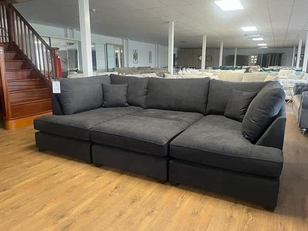 Carnaby Small U Shape Sofa with Footstool [ charcoal grey ] 
