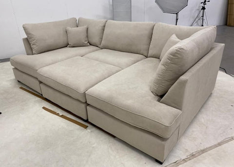 Carnaby Small U Shape Sofa with Footstool [ sand naples ] 