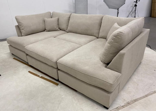 Carnaby Small U Shape Sofa with Footstool [ sand naples ] 
