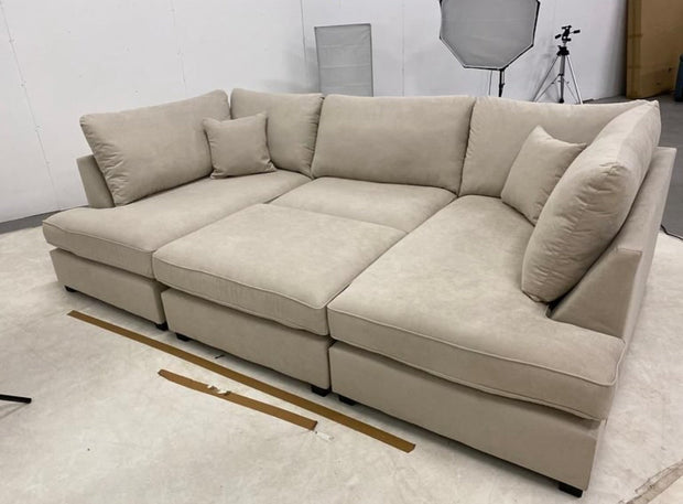 Carnaby Small U Shape Sofa with Footstool [ sand naples ] 