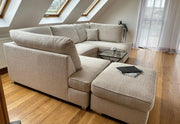 Carnaby Small U Shape Sofa with Footstool [  Cream teddy ] 