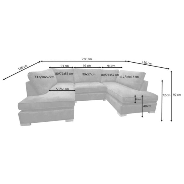 Cannes U shape corner cinema sofa with Footstool 