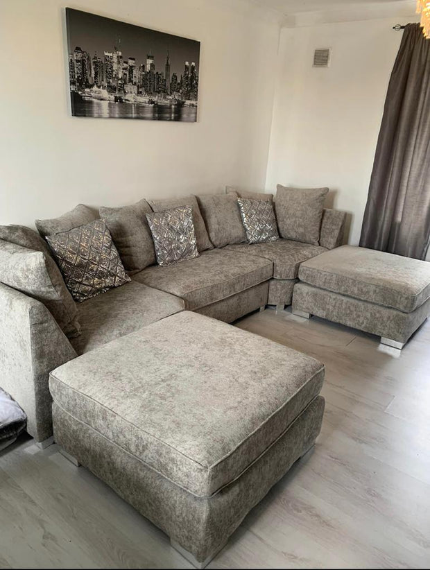 London U Shape Truffle Corner Scatter Back Sofa