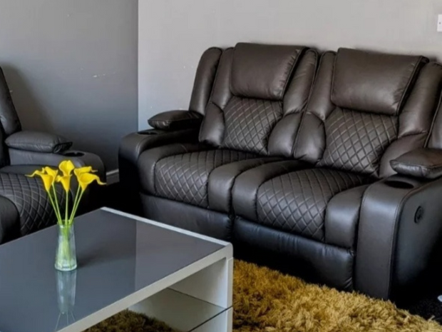 Orlando 2 Seater Electric Recliner Sofa Grey Aire Leather