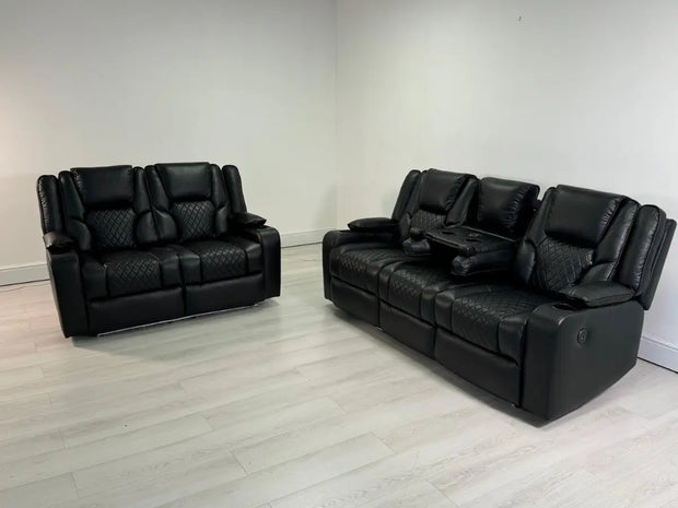 Orlando electric recliner sofa set 3+2 black Leather