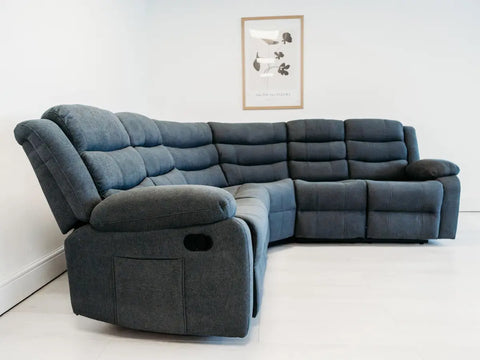 Roma Series 2 Corner Recliner Sofa Fabric Grey Manual Recliner