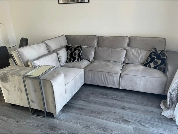 Sloane Luxury Sofa 4 Seater Left Hand Corner Silver 