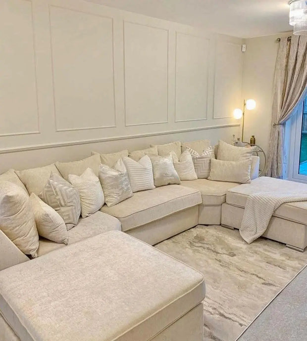 Bishop U Shape Corner Sofa Cream - Oak Sofa Land