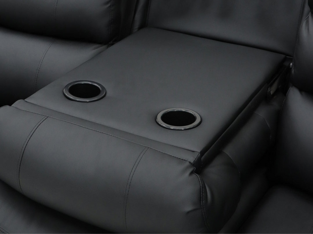 Sorrento 3+2 Seater Recliner Sofa Set Black Classic Faux Leather