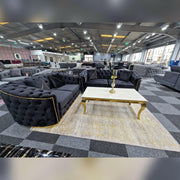 Toronto Chesterfield Sofa 3+2 Black & Gold - Envogue Furniture