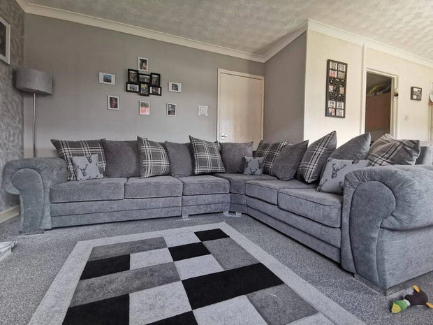 6 Seater Verona Scatter Back Corner Sofa Grey, Black, Mink 