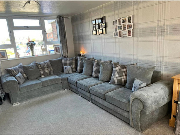7 Seater Verona Scatter Back Corner Sofa Grey, Black, Mink 