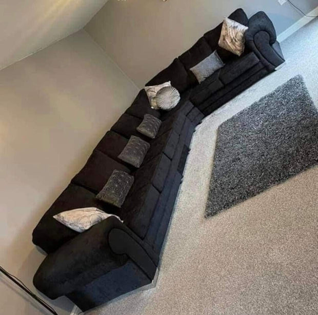7 Seater Verona Full Back Corner Sofa Grey, Black, Mink 