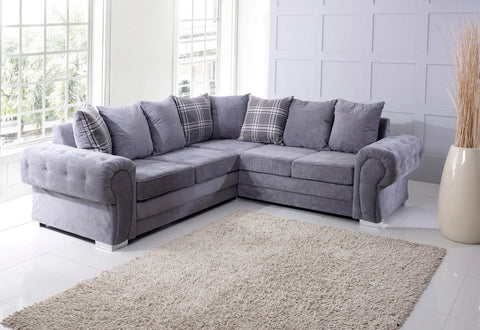 Verona Corner Sofa Bed – 5 Seater Scatter Back Sleeper in Grey - Oak Sofa Land
