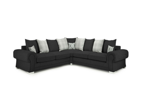 Verona Double Corner Sofa Scatter Back Black 