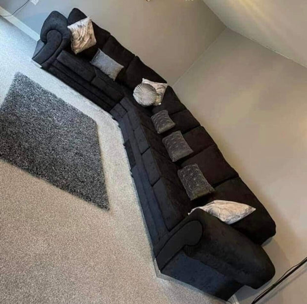 7 Seater Verona Full Back Corner Sofa Grey, Black, Mink 